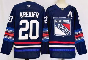 Cheap Men\'s New York Rangers #20 Chris Kreider Navy 2024-25 Stitched Jersey