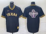 Men's Texas Rangers Black 2023 World Series Champions Big Logo Cool Base Stitched Baseball Jersey