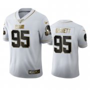 Wholesale Cheap Cleveland Browns #95 Myles Garrett Men's Nike White Golden Edition Vapor Limited NFL 100 Jersey