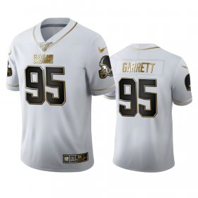 Wholesale Cheap Cleveland Browns #95 Myles Garrett Men\'s Nike White Golden Edition Vapor Limited NFL 100 Jersey