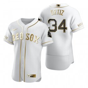 Wholesale Cheap Boston Red Sox #34 David Ortiz White Nike Men\'s Authentic Golden Edition MLB Jersey