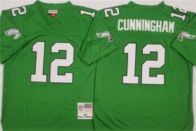 Men\'s Philadelphia Eagles #12 Randall Cunningham Kelly Green Throwback Football Stitched Jersey