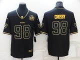 Wholesale Cheap Men's Las Vegas Raiders #98 Maxx Crosby Black Golden Edition 60th Patch Stitched Nike Limited Jersey