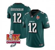 Cheap Men's Philadelphia Eagles #12 Randall Cunningham Green 2025 Eagles Logo Super Bowl LIX Patch New F.U.S.E. Vapor Limited Football Stitched Jersey