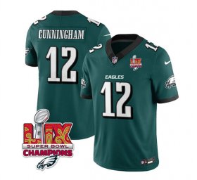 Cheap Men\'s Philadelphia Eagles #12 Randall Cunningham Green 2025 Eagles Logo Super Bowl LIX Patch New F.U.S.E. Vapor Limited Football Stitched Jersey