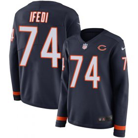 Wholesale Cheap Nike Bears #74 Germain Ifedi Navy Blue Team Color Women\'s Stitched NFL Limited Therma Long Sleeve Jersey