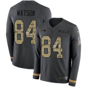 Wholesale Cheap Nike Patriots #84 Benjamin Watson Anthracite Salute to Service Men's Stitched NFL Limited Therma Long Sleeve Jersey