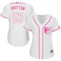 Wholesale Cheap Orioles #53 Zach Britton White/Pink Fashion Women's Stitched MLB Jersey