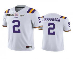 Wholesale Cheap Men\'s LSU Tigers #2 Justin Jefferson White 2020 National Championship Game Jersey