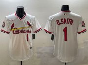 Cheap Men's St. Louis Cardinals #1 Ozzie Smith White With Patch Stitched Baseball Jersey