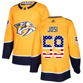 Wholesale Cheap Adidas Predators #59 Roman Josi Yellow Home Authentic USA Flag Stitched NHL Jersey