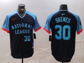 Men\'s Pittsburgh Pirates #30 Paul Skenes Number Navy 2024 All Star Limited Stitched Jersey