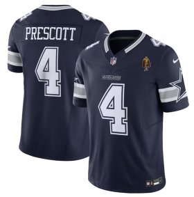 Wholesale Cheap Men\'s Dallas Cowboys #4 Dak Prescott Navy 2023 F.U.S.E. With Walter Payton Patch Vapor Limited Football Stitched Jersey