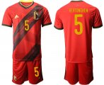 Wholesale Cheap Men 2021 European Cup Belgium home red 5 Soccer Jersey