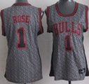 Wholesale Cheap Chicago Bulls #1 Derrick Rose Gray Static Fashion Womens Jersey