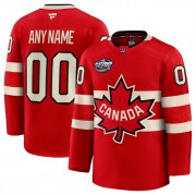 Cheap Men's Canada Active Player Custom Red 2025 4 Nations Face-Off Premium Stitched Jersey