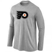 Wholesale Cheap NHL Philadelphia Flyers Big & Tall Logo Long Sleeve T-Shirt Grey