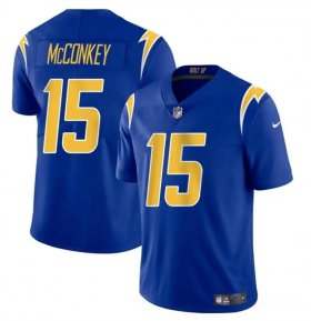 Cheap Men\'s Los Angeles Chargers #15 Ladd McConkey Royal 2024 Draft Vapor Limited Football Stitched Jersey