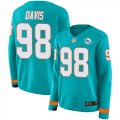 Wholesale Cheap Nike Dolphins #98 Raekwon Davis Aqua Green Team Color Women's Stitched NFL Limited Therma Long Sleeve Jersey