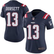 Wholesale Cheap Nike Patriots #13 Phillip Dorsett Navy Blue Women's Stitched NFL Limited Rush Jersey