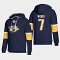 Wholesale Cheap Nashville Predators #7 Yannick Weber Navy adidas Lace-Up Pullover Hoodie