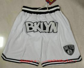 Wholesale Cheap Men\'s Brooklyn Nets White Just Don Swingman Throwback Shorts