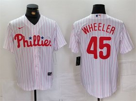 Men\'s Philadelphia Phillies #45 Zack Wheeler White Cool Base Stitched Jersey