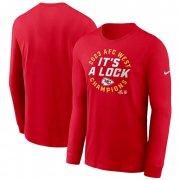 Cheap Men's Kansas City Chiefs Red 2023 AFC West Division Champions Locker Room Trophy Collection Long Sleeve T-Shirt