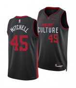 Cheap Men's Miami Heat #45 Davion Mitchell Black 2025 City Edition Stitched Basketball Jersey