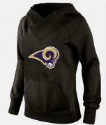 Wholesale Cheap Women's Los Angeles Rams Logo Pullover Hoodie Black-1