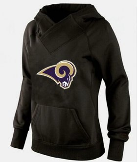 Wholesale Cheap Women\'s Los Angeles Rams Logo Pullover Hoodie Black-1