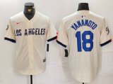 Cheap Men's Los Angeles Dodgers #18 Yoshinobu Yamamoto Cream 2024 City Connect Limited Stitched Jersey