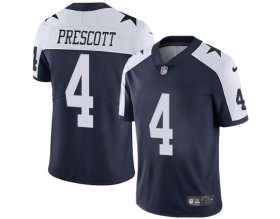 Wholesale Cheap Youth Dallas Cowboys #4 Dak Prescott Navy Blue Thanksgiving Men\'s Stitched Football Vapor Throwback Limited Jersey