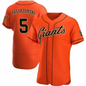 Wholesale Cheap Men\'s San Francisco Giants #5 Mike Yastrzemski Orange Flex Base Nike Jersey