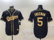 Cheap Men's Los Angeles Dodgers #5 Freddie Freeman Black Gold 2024 World Series Champions Limited Stitched Baseball Jersey