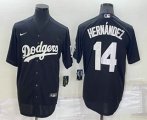 Wholesale Cheap Men's Los Angeles Dodgers #14 Enrique Hernandez Black Turn Back The Clock Stitched Cool Base Jersey