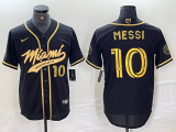 Cheap Men's Inter Miami CF #10 Lionel Messi Black Gold Cool Base Stitched Baseball Jersey