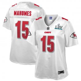 Wholesale Cheap Women\'s Kansas City Chiefs #15 Patrick Mahomes NFL Pro Line White Super Bowl LIV Champions Jersey