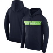 Wholesale Cheap Men's Seattle Seahawks Nike College Navy Sideline Team Performance Pullover Hoodie