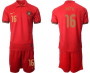 Wholesale Cheap Men 2021 European Cup Portugal home red 16 Soccer Jersey