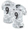 Cheap Women's Baltimore Ravens #9 Justin Tucker 2024 F.U.S.E Arctic Camo Salute To Service Limited Stitched Football Jersey(Run Small)