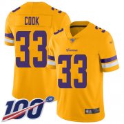 Wholesale Cheap Nike Vikings #33 Dalvin Cook Gold Men's Stitched NFL Limited Inverted Legend 100th Season Jersey