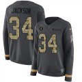 Wholesale Cheap Nike Raiders #34 Bo Jackson Anthracite Salute to Service Women's Stitched NFL Limited Therma Long Sleeve Jersey