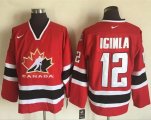 Wholesale Cheap Team CA. #12 Jarome Iginla Red/Black 2002 Olympic Nike Throwback Stitched NHL Jersey