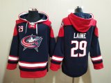 Wholesale Cheap Men's Columbus Blue Jackets #29 Patrik Laine Navy Blue Team Color 2014 Hoodie