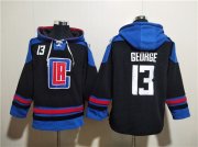 Wholesale Cheap Men's Los Angeles Clippers #13 Paul George Black Blue Lace-Up Pullover Hoodie