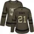 Wholesale Cheap Adidas Kings #21 Mario Kempe Green Salute to Service Women's Stitched NHL Jersey