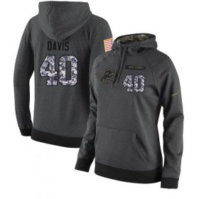 Wholesale Cheap NFL Women\'s Nike Detroit Lions #40 Jarrad Davis Stitched Black Anthracite Salute to Service Player Performance Hoodie