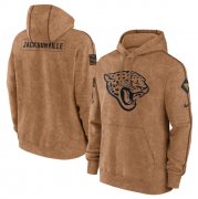 Wholesale Cheap Men's Jacksonville Jaguars 2023 Brown Salute to Service Pullover Hoodie