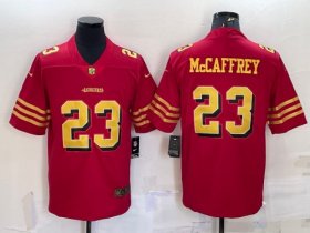 Wholesale Cheap Men\'s San Francisco 49ers #23 Christian McCaffrey Red Gold Vapor Untouchable Limited Stitched Jersey